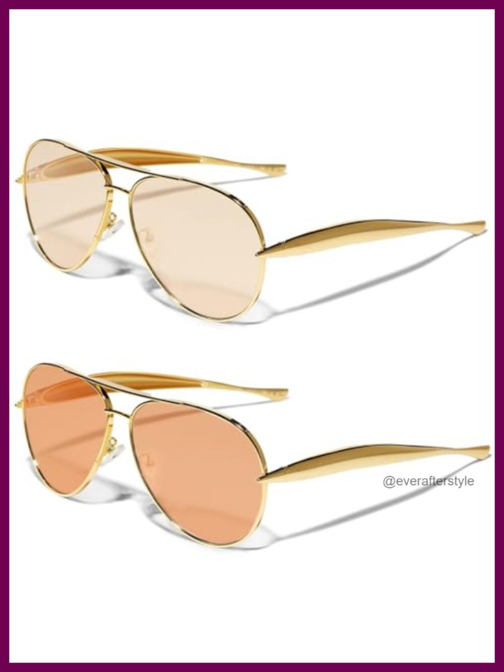 Retro Gold Aviator Sunglasses Oversized Metal 70s UV400